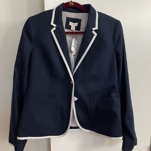 Jcrew navy blazer with white stripe detail